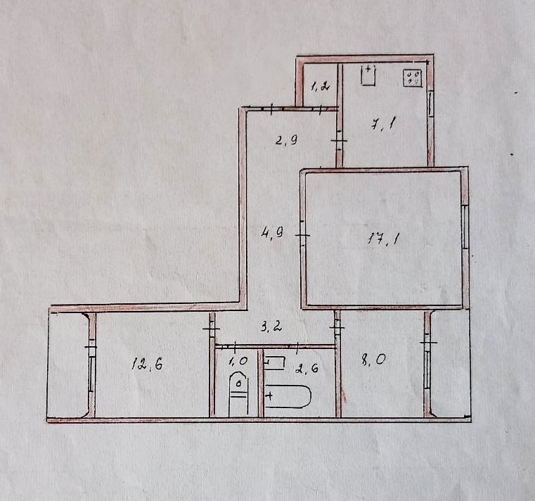 3 кімн 3/9 з газовим опаленням Кам`янське (Запорізька обл.) - зображення 2