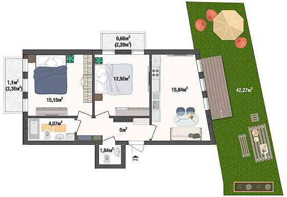 Квартира з двориком в Києві ЖК Liverpool House. Для інвестицій Киев