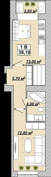 Однокімнатна двостороння квартира ЖК Княгинин. Комфортний поверх Ивано-Франковск - изображение 2