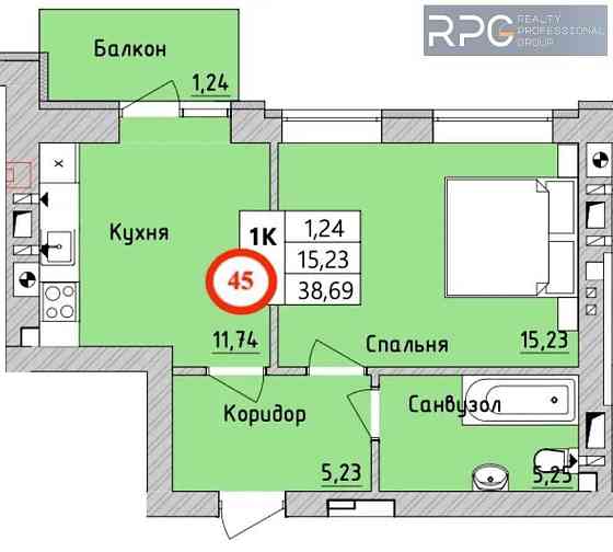 Без комісії! Продам 1к квартиру 38,69м² м. Ірпінь, вул. Г.Сковороди Ирпень