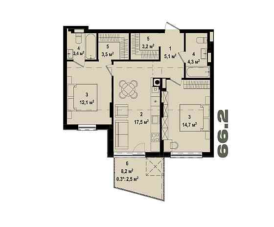 Двокімнатна з терасою в ЖК Ютландія Ирпень