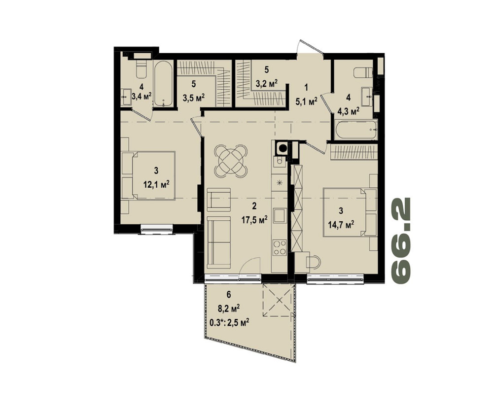 Двокімнатна з терасою в ЖК Ютландія Ирпень - изображение 2