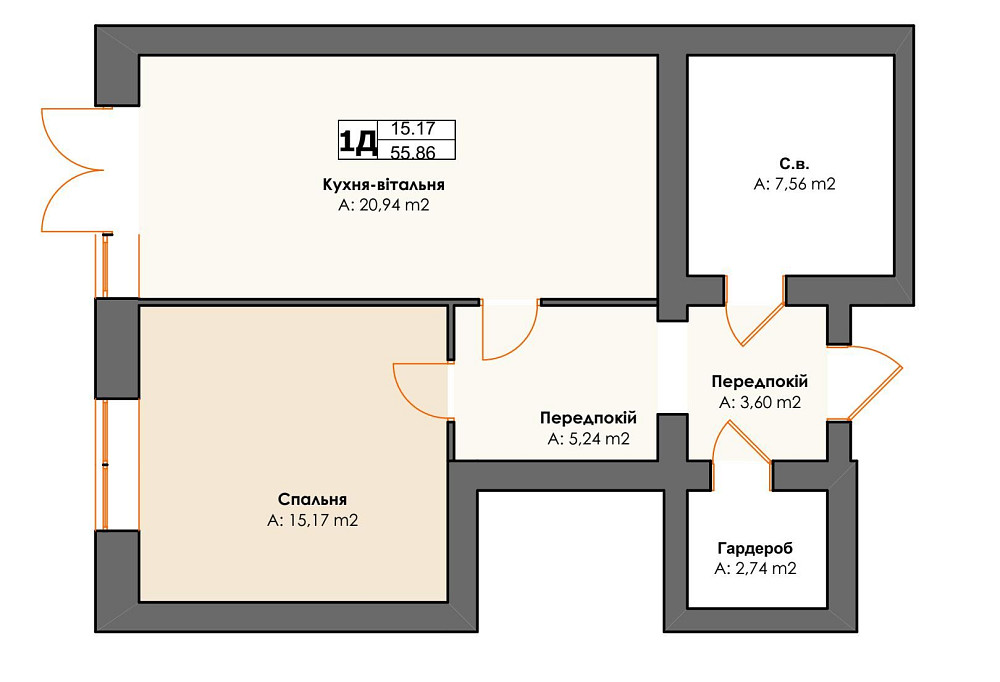 1-кім квартира з власним двором. Ірпінь. 56 м.кв. Ирпень - изображение 1