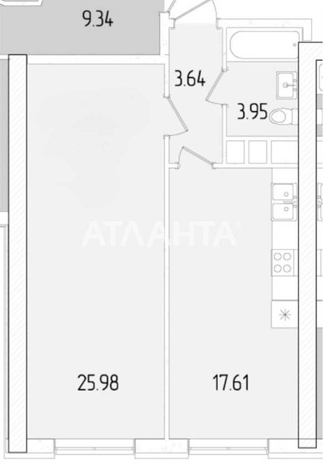 У продажу однокімнатна квартира в 61 Перлині. 980 $ за кв метр! Одесса - изображение 2