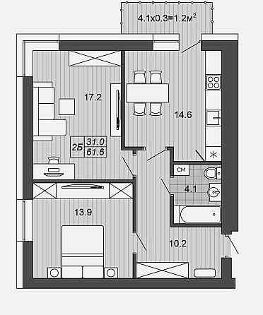 2-х кімнатна в жк Від Кутюр Струмівка
