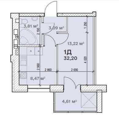 Найдоступніша квартира в готовому ЖК “Сімейний”! 32,1 м² з балконом ! Дымер