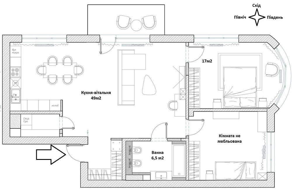 Нова 92м2 з двома спальнями з сучасним ремонтом 52 Перлина Бойчука 19А Киев - изображение 2