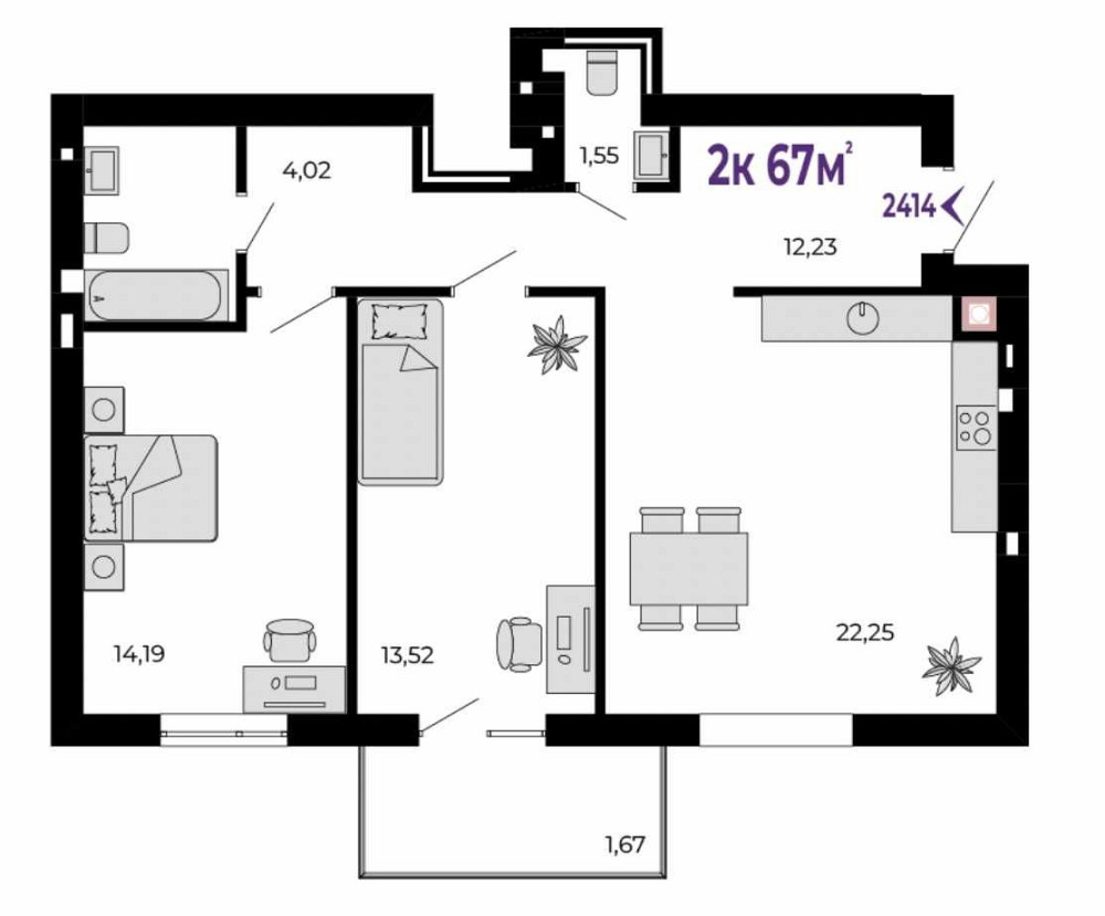 2к квартира 67м.кв. в малоповерховому ЖК Крихівці - зображення 2