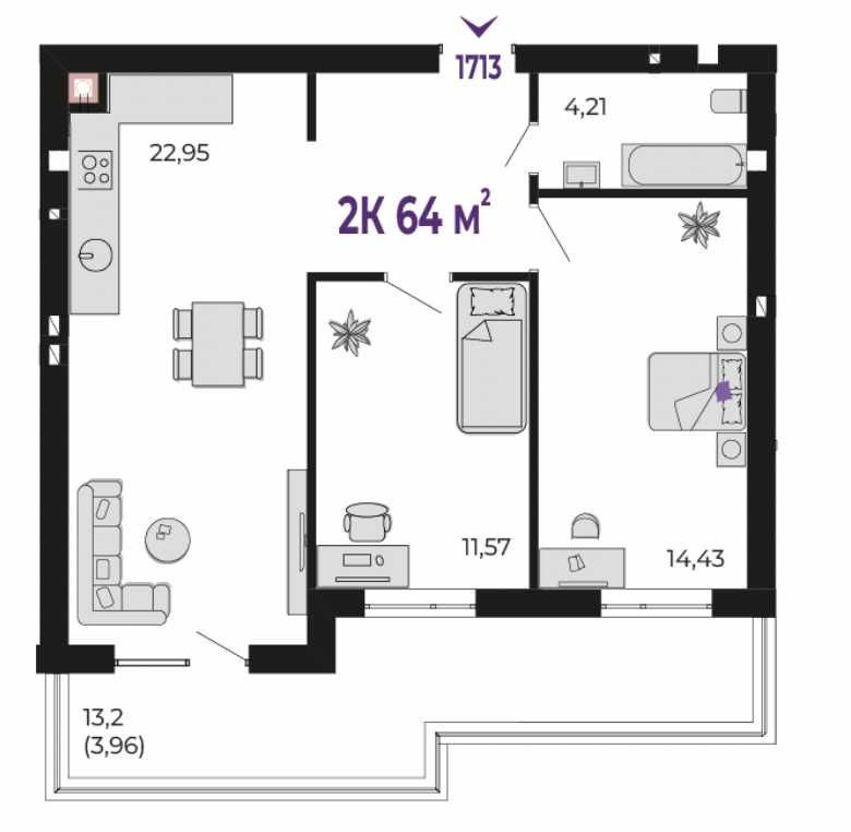 2к квартира з кухнею-студіо та власним ПАТІО Криховцы - изображение 2
