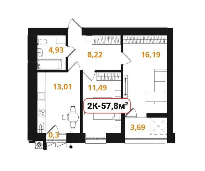 2 кім квартира в новобудові в ЖК Опришівська Слобода Івано-Франківськ - зображення 3