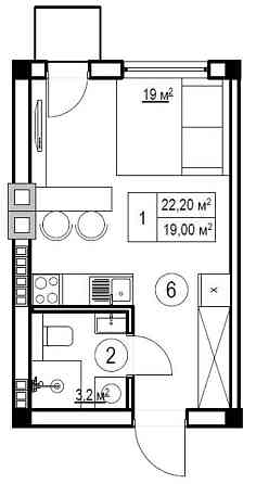Пропонується квартира 22.2м2 у КБ "Моя Баварія" під чистову Петропавлівська Борщагівка
