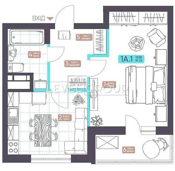 Простора 1-кім. квартира в еко-оазі Києва — ЖК "Теремки" Є-оселя до 3р Киев