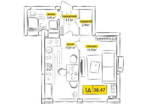 1-кімнатна квартира Лівий Берег, Позняки — знижка 113 958 грн Київ
