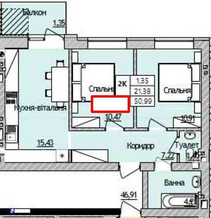 Двокімнатна 50,99 м² у ЖК “Бургундія 3” - найкраще планування! Ірпінь