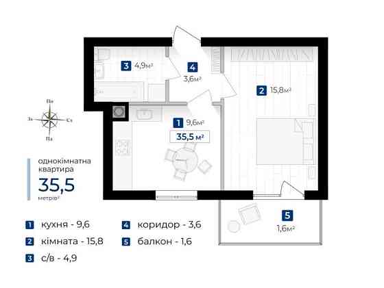Інвестиція від 19 958$! 1-кімнатна біля ТЦ Велмарт Ивано-Франковск