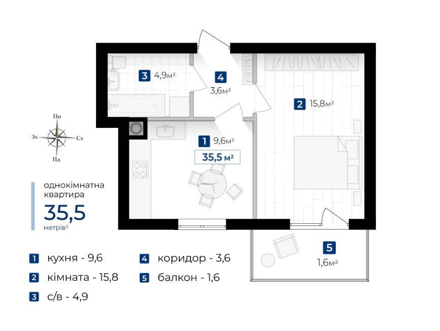Інвестиція від 19 958$! 1-кімнатна біля ТЦ Велмарт Івано-Франківськ - зображення 1