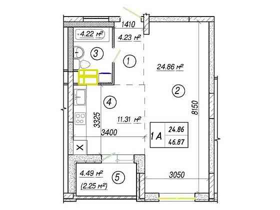 Поврех 5‼️ 1х46м ЖК "Вудсторія"‼️ Киев