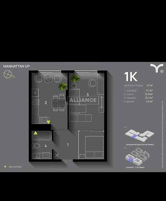 1 кім ЖК Manhattan Up здана, 947$ м кв Ивано-Франковск - изображение 6