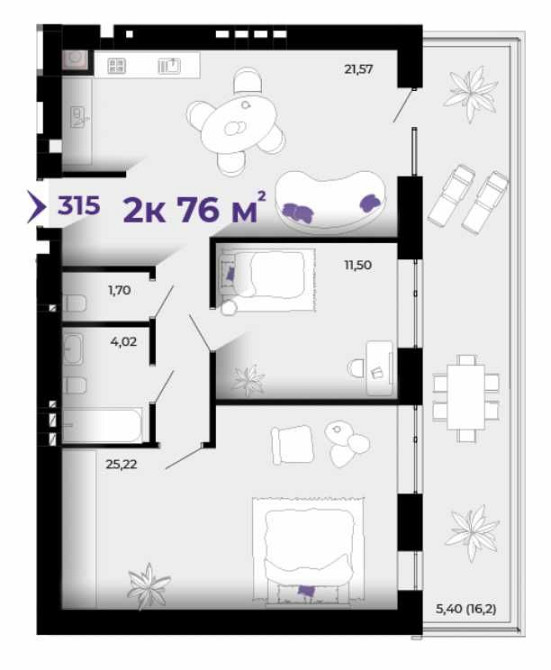2к квартира 76 м. кв. в малоповерховому затишному ЖК Івано-Франківськ - зображення 2