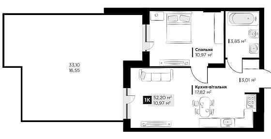 Продаж 1-кім квартири в ЖК Perfect Life з ПАТІО вул. Галицька Винники