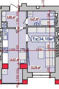 1-к. квартира ЖК Парковий Маєток, 34.1 м2 Івано-Франківськ - зображення 7