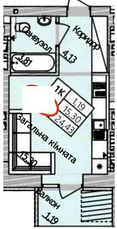 1-кімнатна 24 м²  - комфорт та зручність для старту. Ірпінь