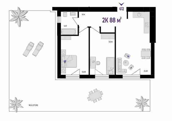 2к квартира з великим ПАТІО в малоповерховому будинку Ивано-Франковск