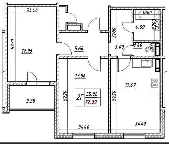 Зданий! 2к 72,5м +кухня-Вітальня 18м Навігатор-2 Коноплянська Мінська Киев