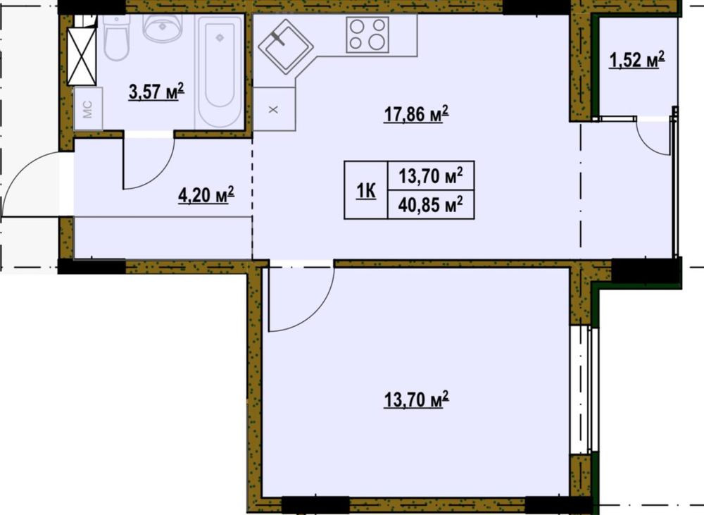 Велика однокімнатна квартира, Троєщина, Київ Киев - изображение 3