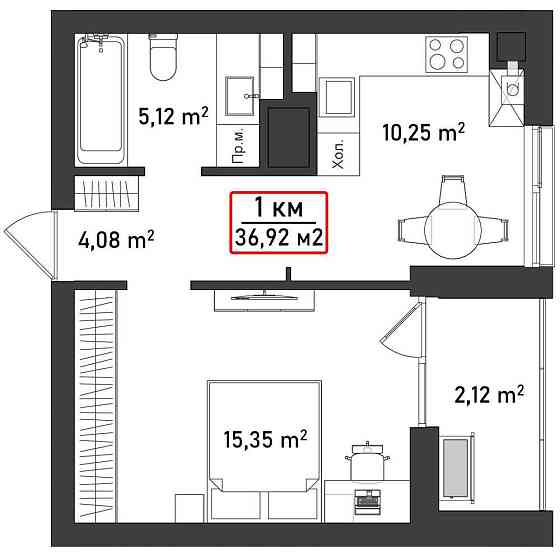 Квартира 36.92 м2 у новому ЖК Акварелі на Пасічній за акційною ціною! Івано-Франківськ