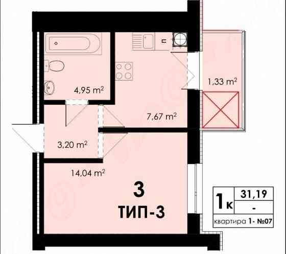 Квартира від ЖК (Park Residence) 3 черга Однокімнатна 31 м.кв Софиевская Борщаговка