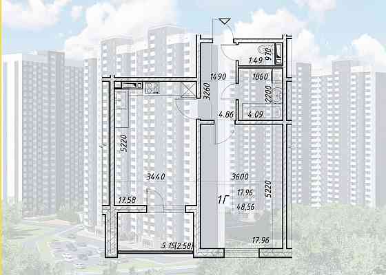 Євро-2- ка в ЖК Деснянський. Площа 48, 5 кв м. Електротехнічна, 43 Киев