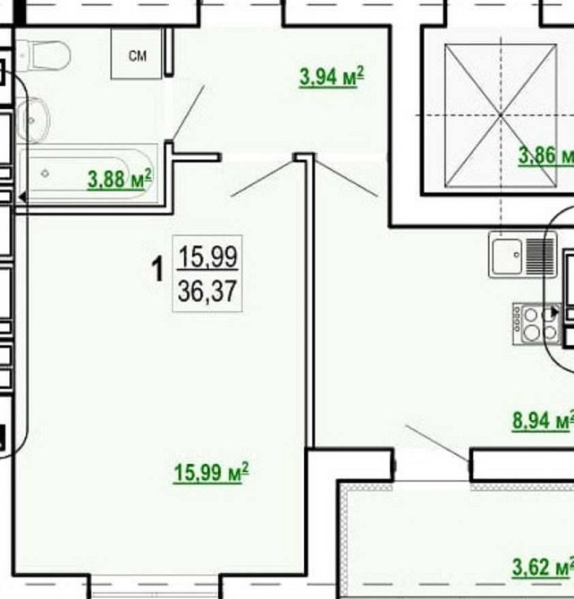 16000 ЖК Гидропарк Дом сдан! Продам 1 комнатную квартиру 1 эт!AS Харьков - изображение 2