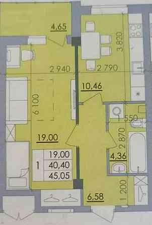 ПЕРЕУСТУПКА, ВЛАСНИК, ТОРГ. 3 поверх,1-кімн.45 м², ЖК Пелюстковий Полтава