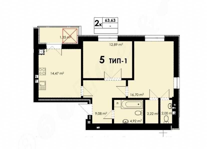 ЖК (Park Residence) - 2 кімн. квартира 63 м2 з першим внеском від 30% Софиевская Борщаговка - изображение 5