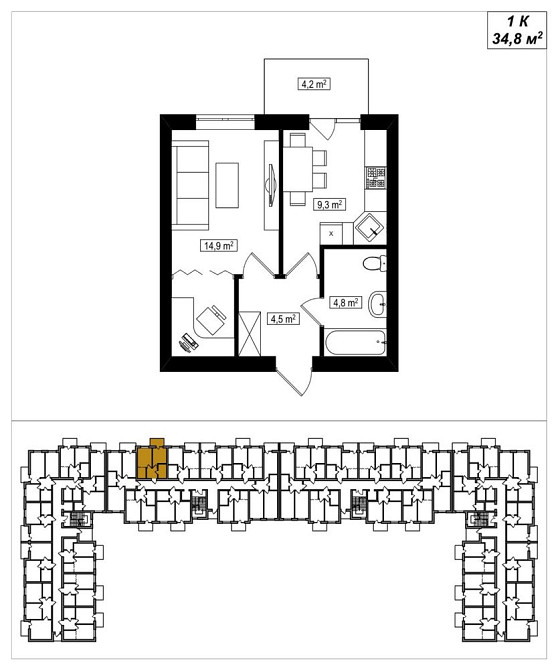 Готова 1-к квартира 34,8 м2. ЖК Амстердам Клубний, Білогородка Белогородка (Киевская обл.) - изображение 4
