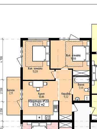 Двокімнатна квартира в  новобудовів хорошому районі Mynai