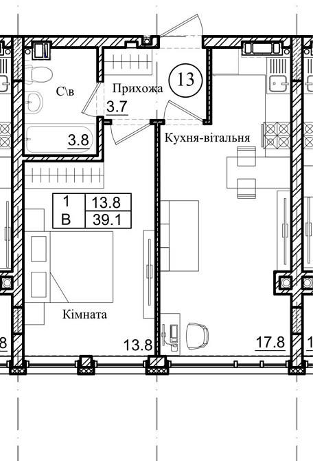 Продаю 1-кімнатну квартиру без ремонту з оздобленням Святопетрівське (Києво-Свят.р-н) - зображення 2