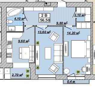 Центр, Розумне планування,2-к., КНЯГИНИН Івано-Франківськ