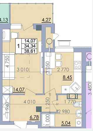 Продам чудову 1-ку в новому будинку ЖК Пелюстковий Полтава