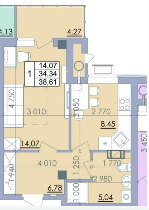 Продам чудову 1-ку в новому будинку ЖК Пелюстковий Полтава - зображення 2