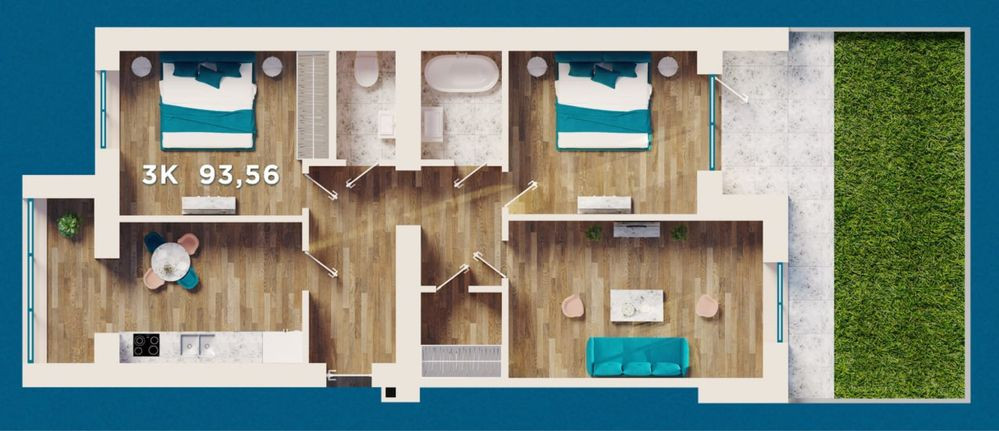 3-кімнатна квартира  з власною ДІЛЯНКОЮ ЖК Містечко Козацьке Івано-Франківськ - зображення 1