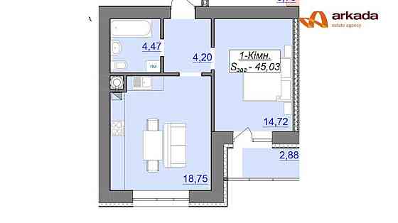 Готова до ремонту! 1-кім в новому ЖК  р-н Каскад. Івано-Франківськ