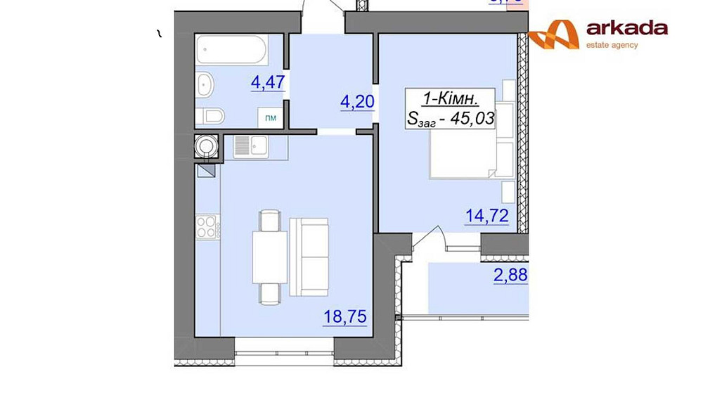 Готова до ремонту! 1-кім в новому ЖК  р-н Каскад. Івано-Франківськ - зображення 2