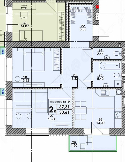 Квартира від забудовника ЖК "Park Residence". 2 кімнатна 67 м² Sofiivska Borshchahivka - photo 3