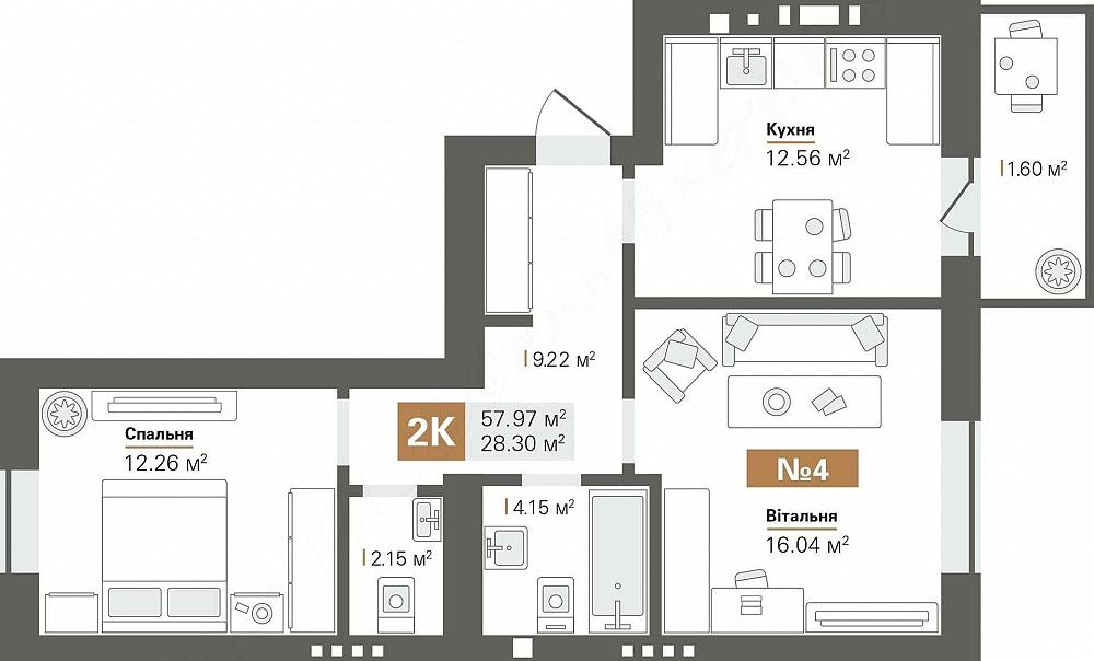Купуйте квартиру з першим внеском від 30%. 2-кімнатна 58м² Sofiivska Borshchahivka - photo 3