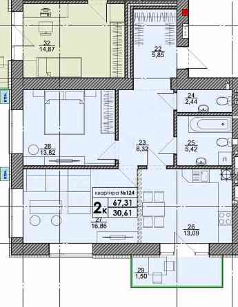 Квартира від забудовника ЖК Park Residence. 2-кімнатна 67 м2 Sofiivska Borshchahivka