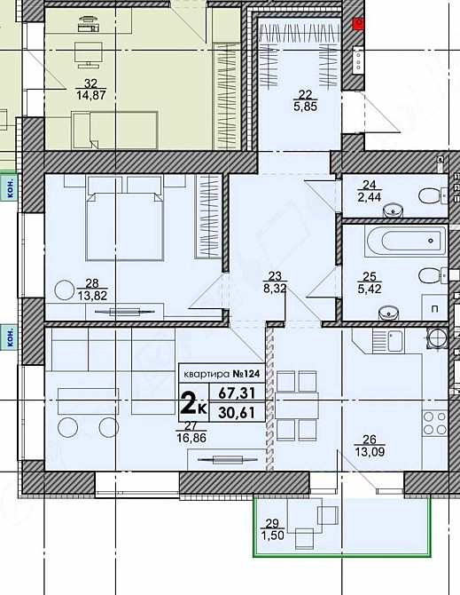 Квартира від забудовника ЖК Park Residence. 2-кімнатна 67 м2 Sofiivska Borshchahivka - photo 3