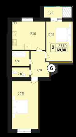 Продаж 2 кім квартири в новобудові Zolochiv (Lvivska obl.)