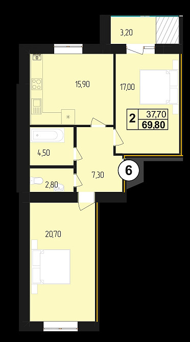 Продаж 2 кім квартири в новобудові Золочев (Львовская обл.) - изображение 1